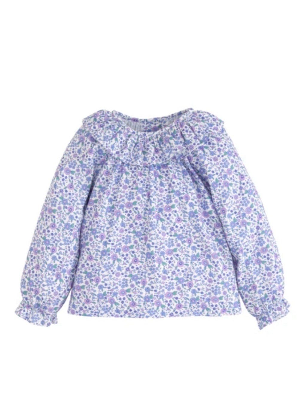 Little English Lavender Floral Ruffle Collar Blouse Sz 4T
